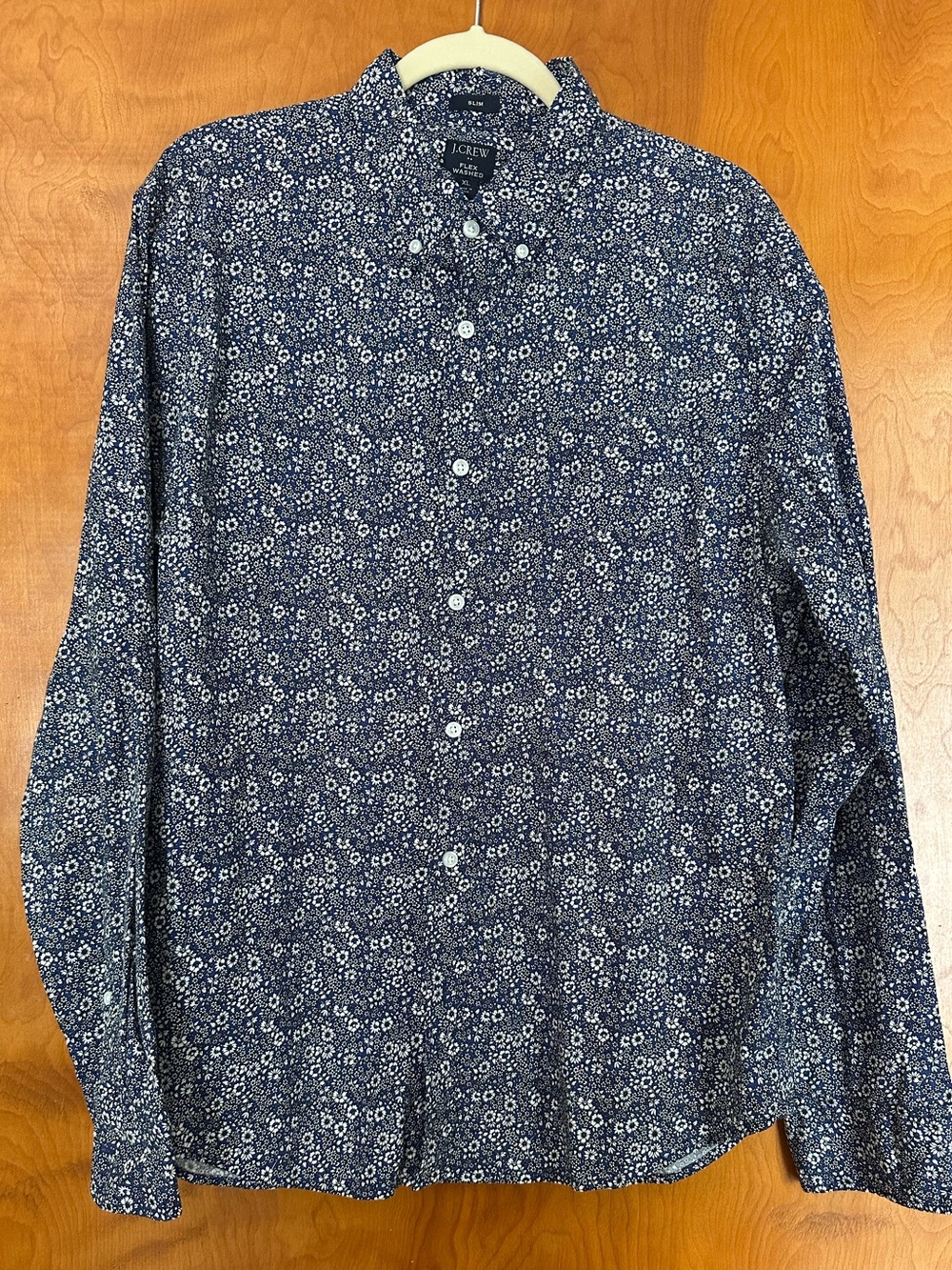 Men’s J.Crew Navy Floral Button-Down Shirt, Slim Fit, Sz XL